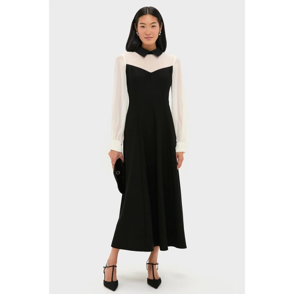 Tuckernuck Riva Tuxedo Dress in Black Ivory Small New Womens Midi Cocktail Party